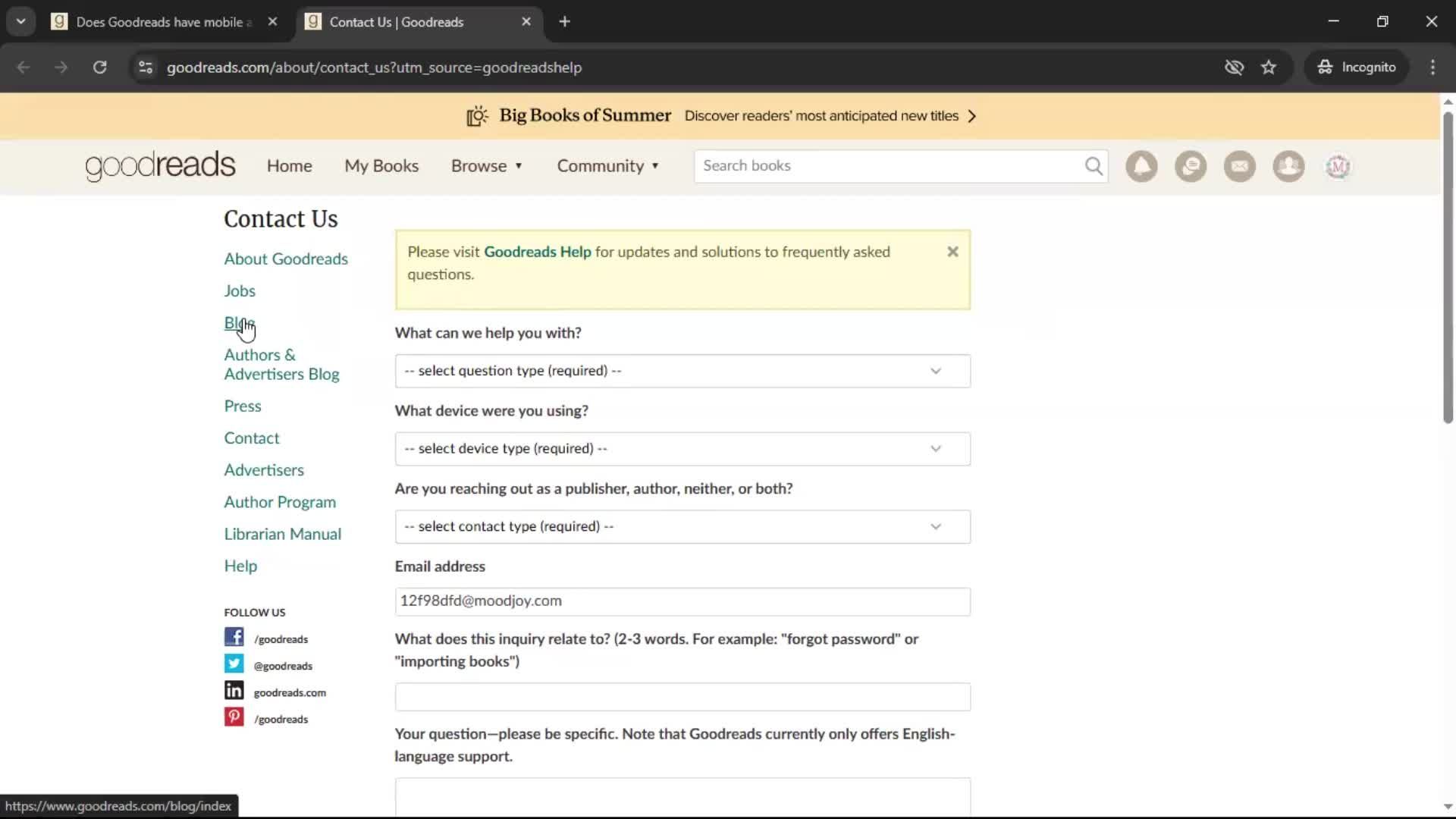 Help center screenshot