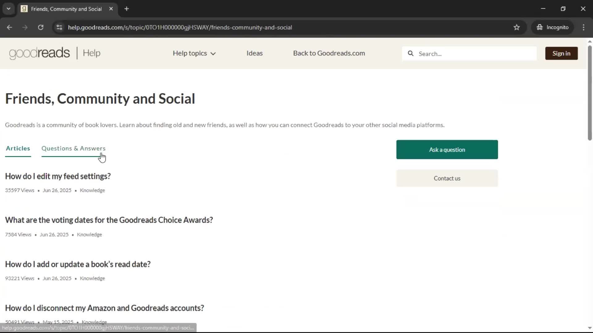 Help center screenshot
