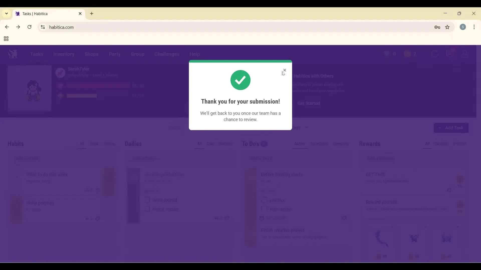 Help center screenshot