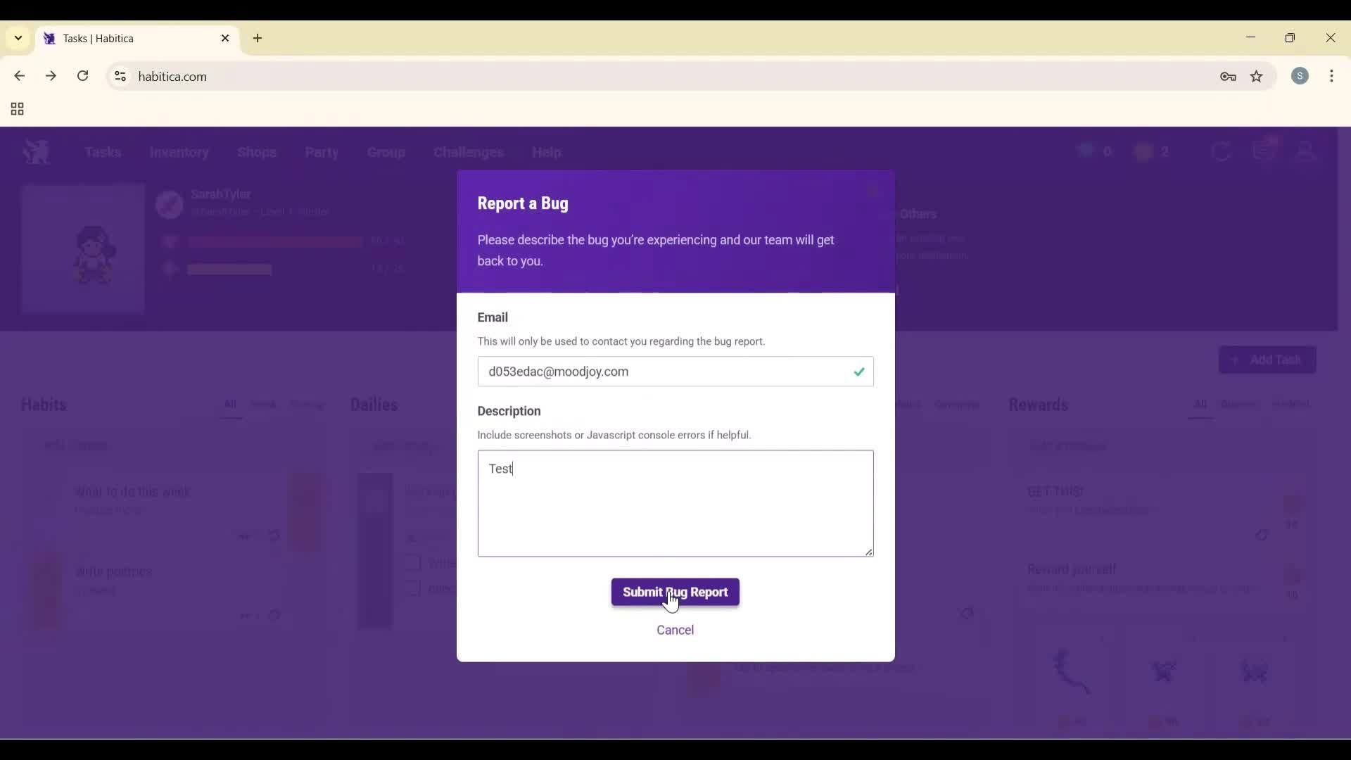 Help center screenshot