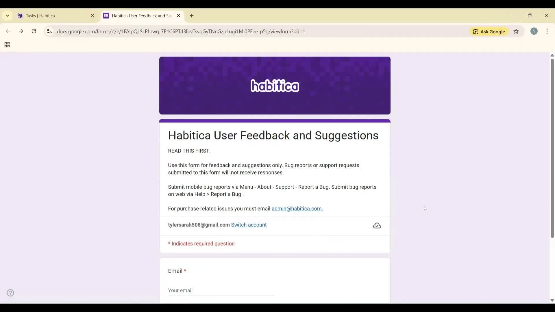 Help center screenshot