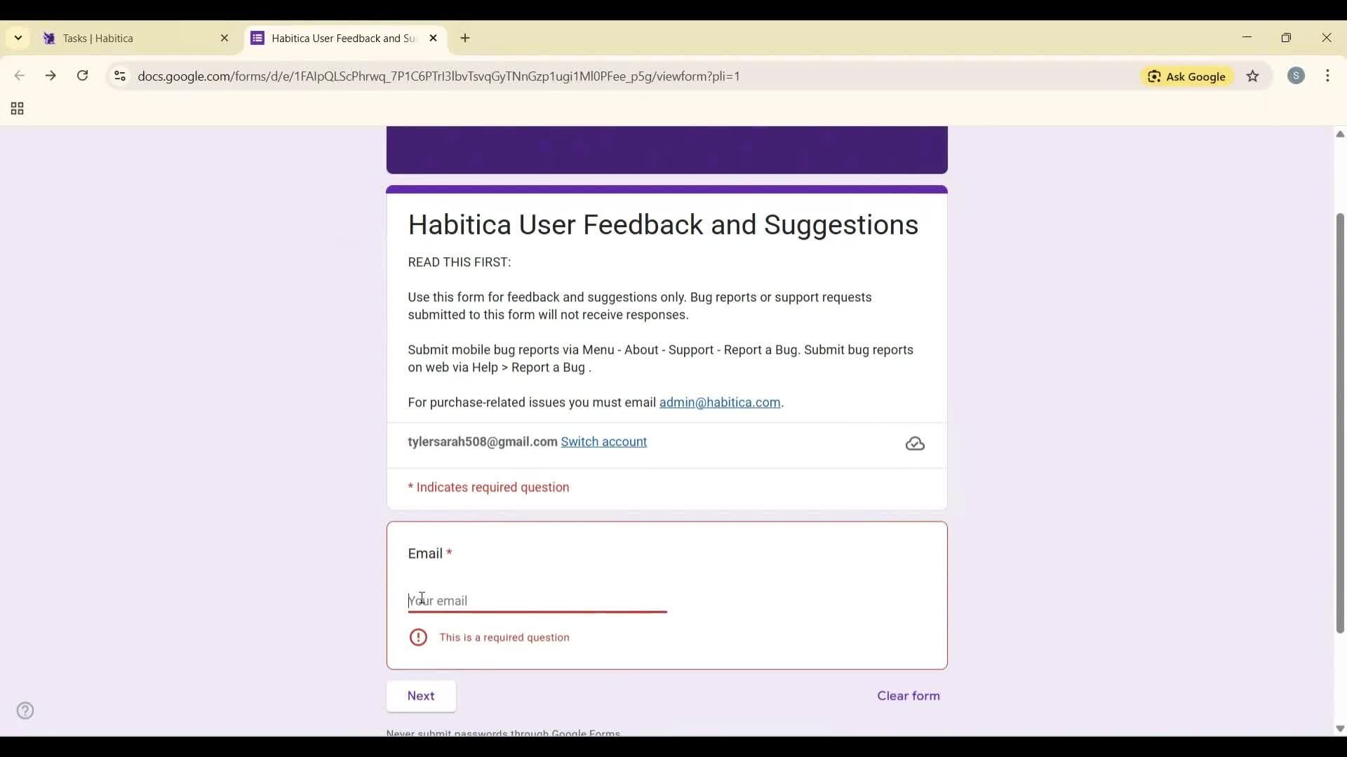 Help center screenshot