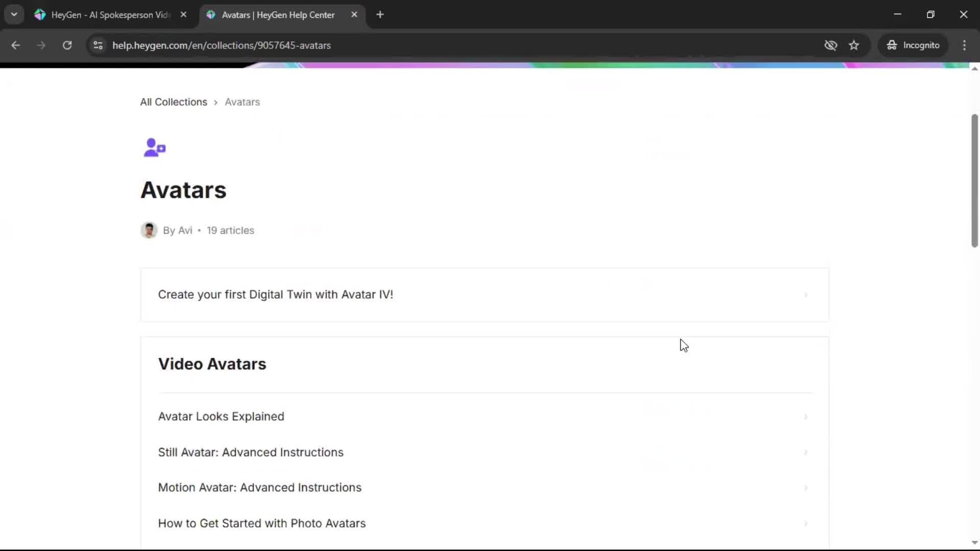 Help center screenshot
