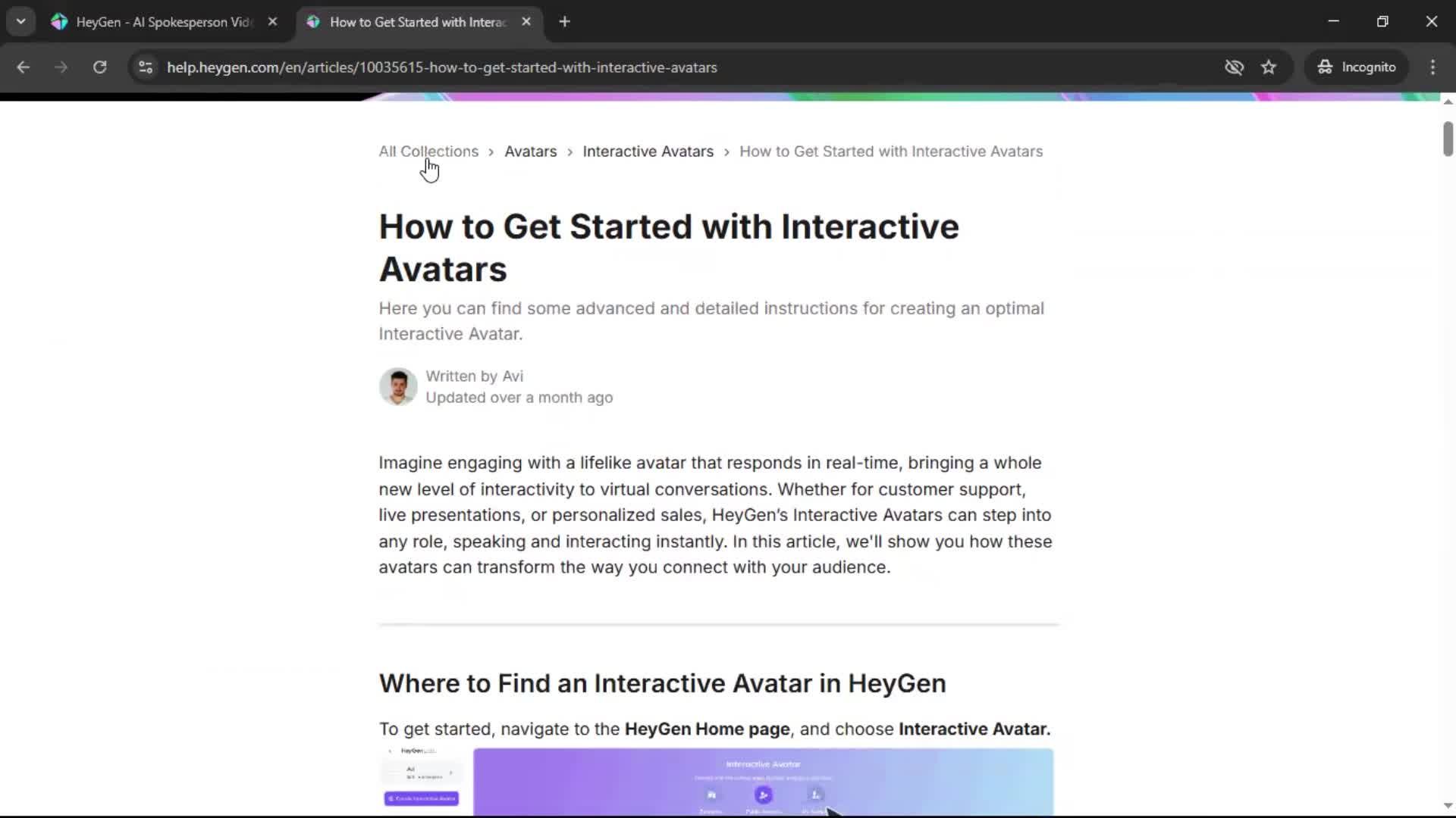 Help center screenshot