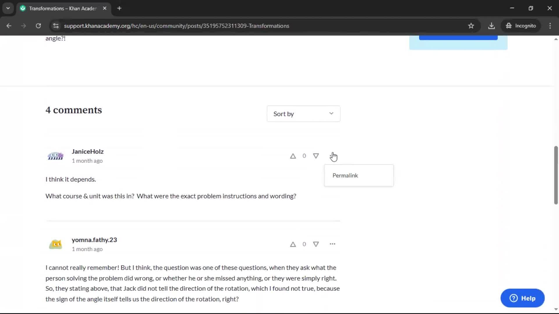 Help center screenshot