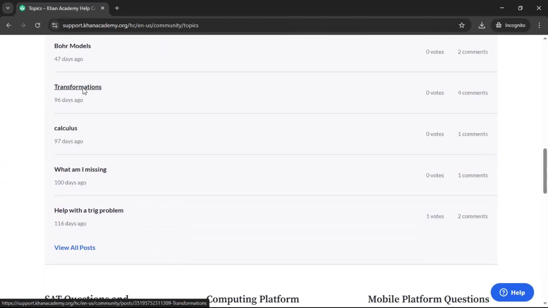 Help center screenshot