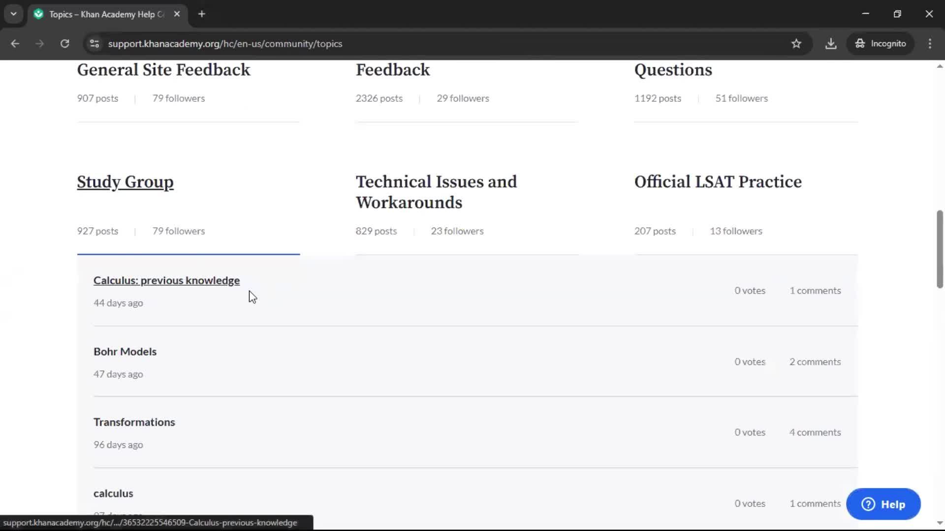 Help center screenshot