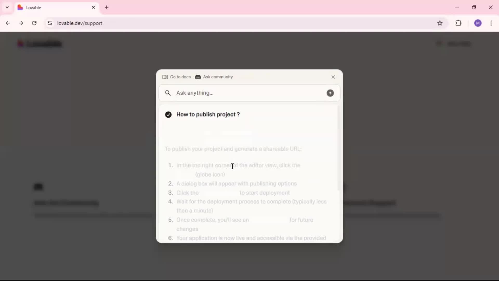 Help center screenshot