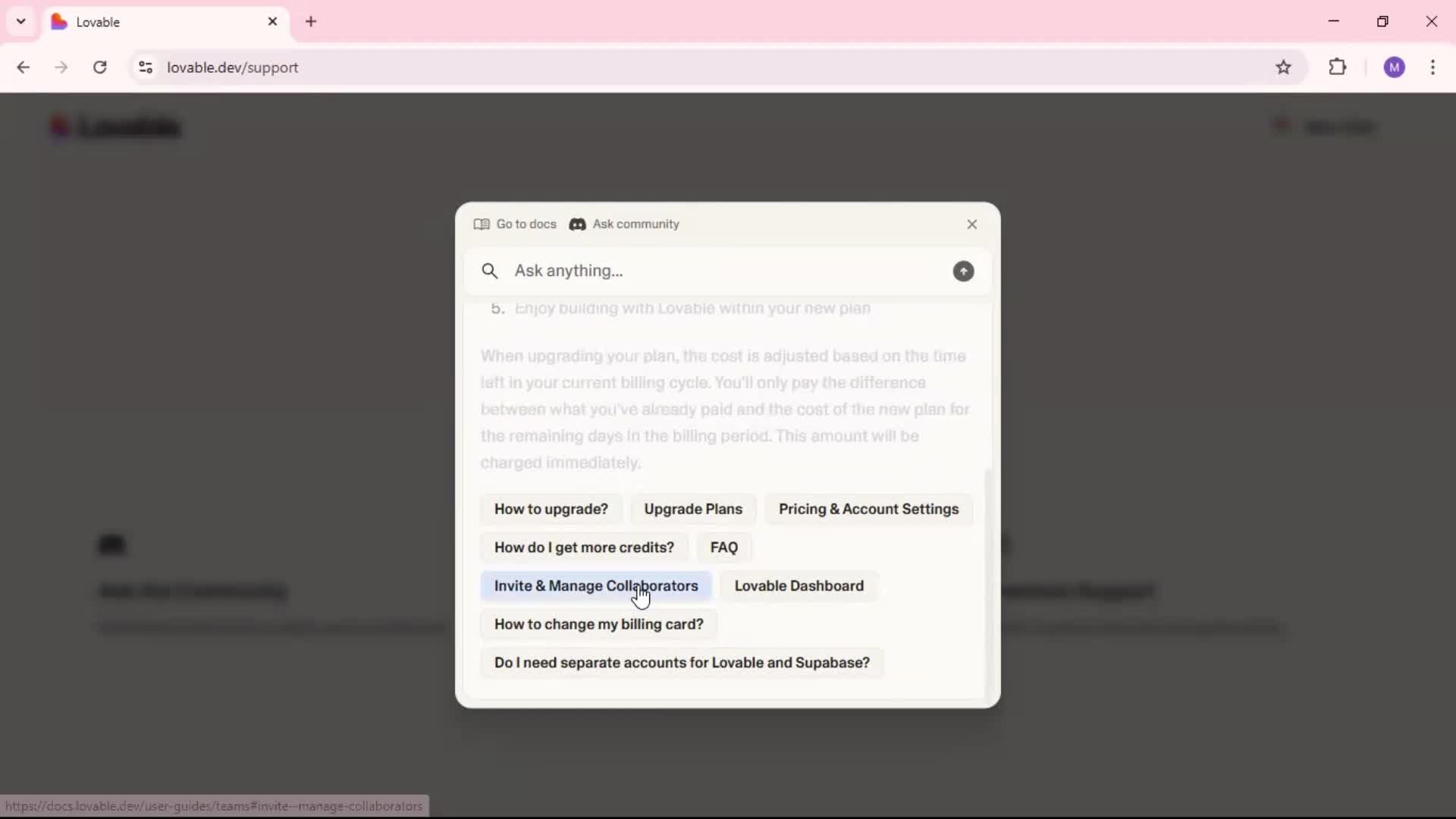 Help center screenshot