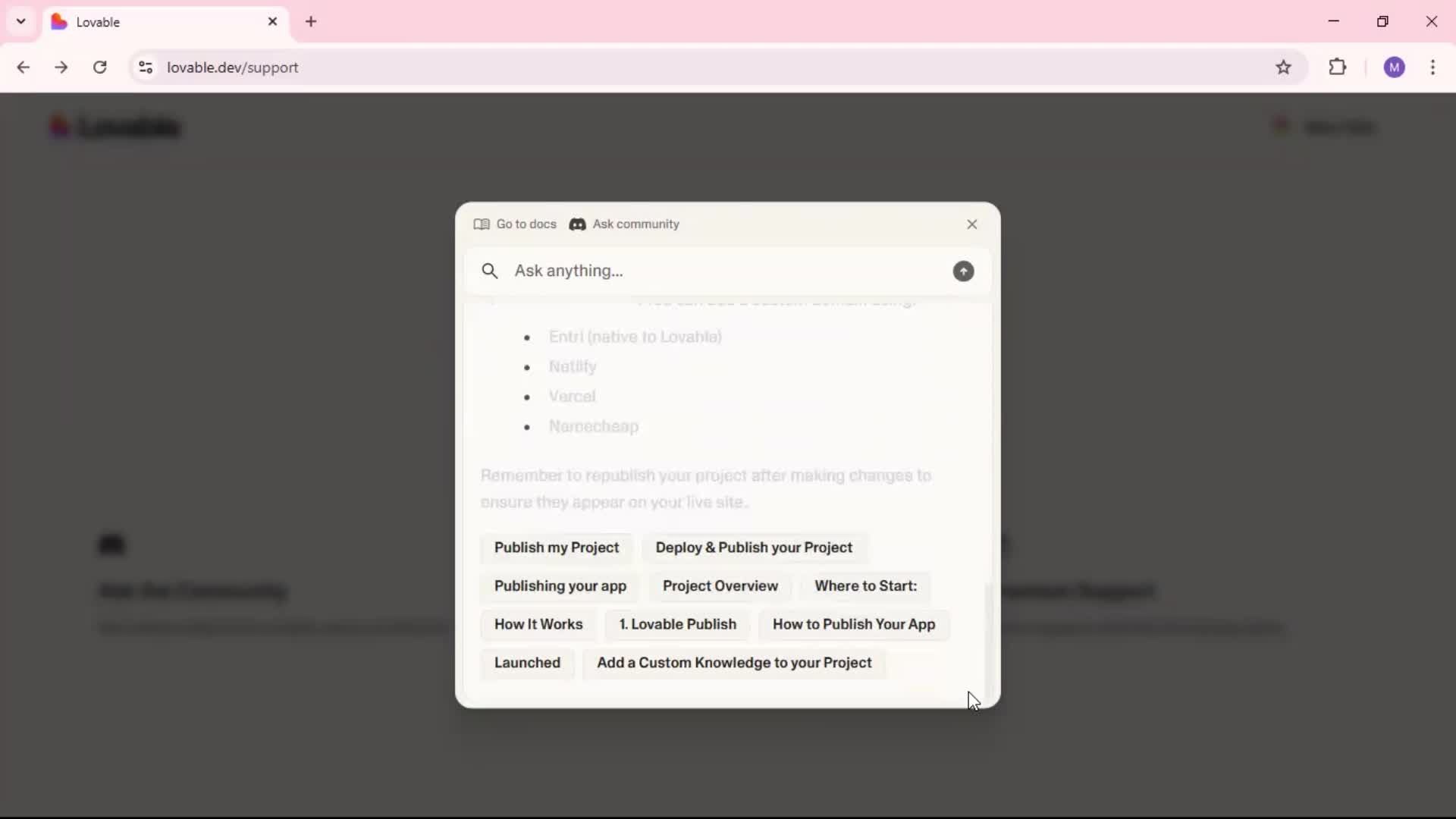 Help center screenshot