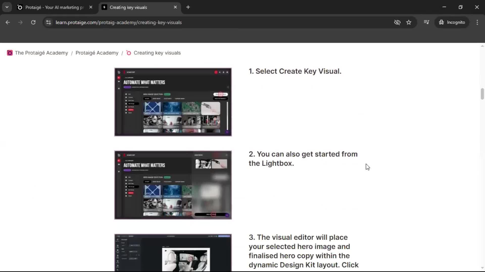 Help center screenshot