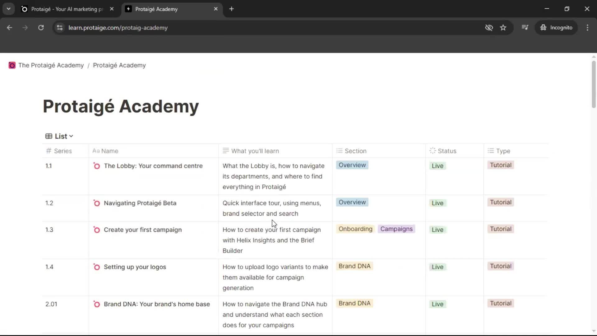 Help center screenshot