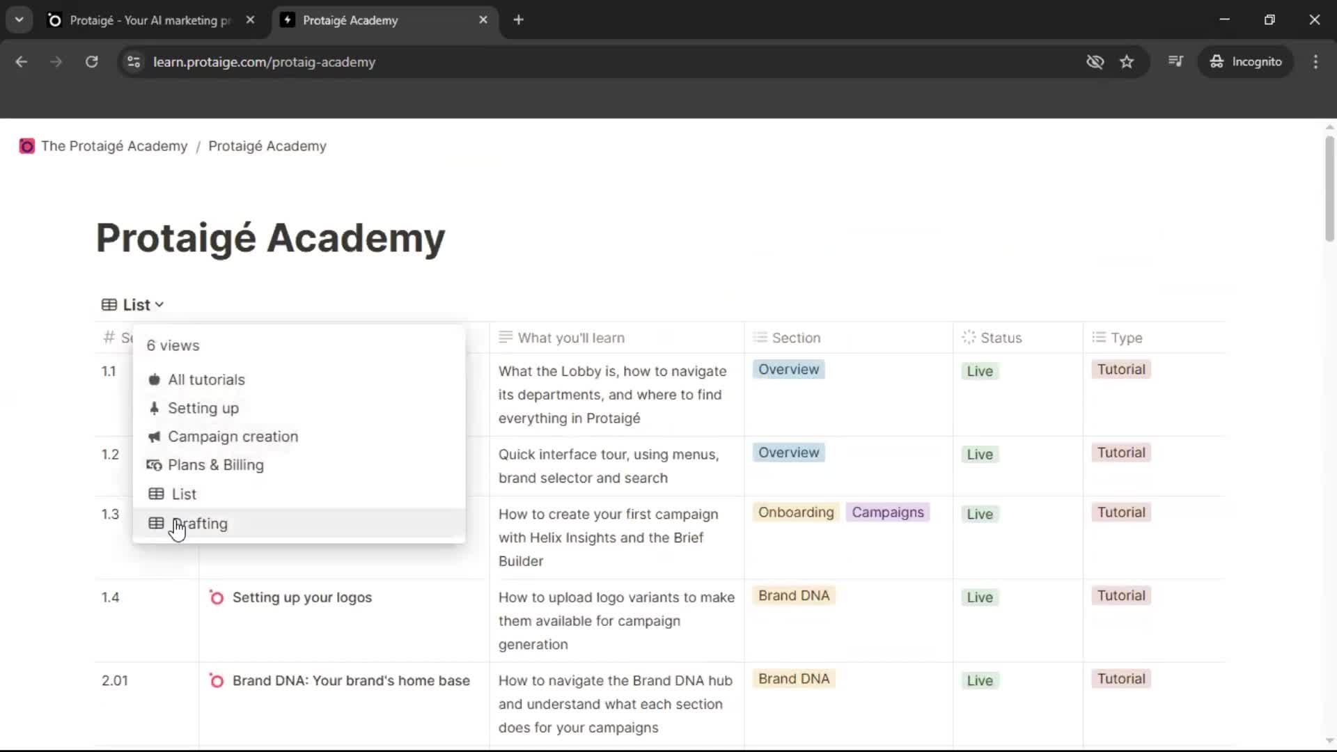 Help center screenshot