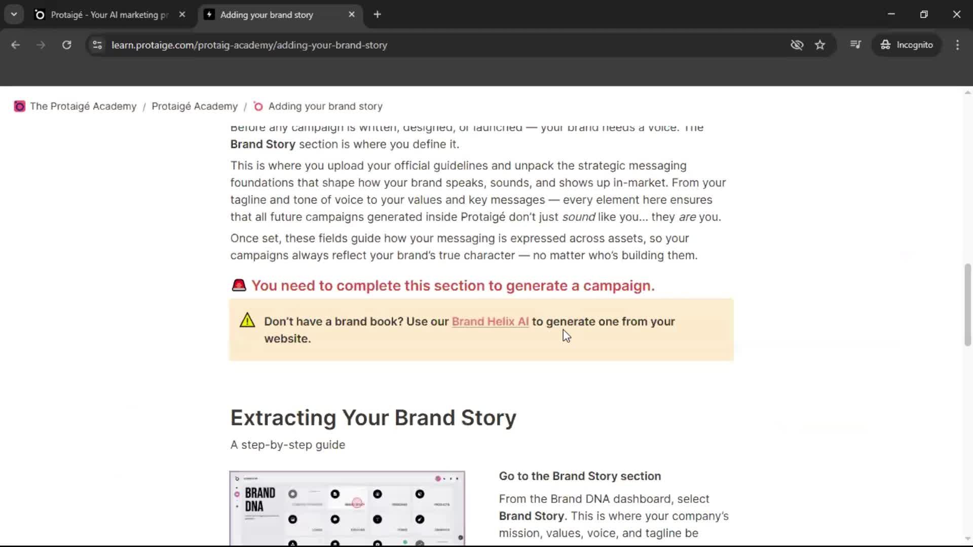 Help center screenshot