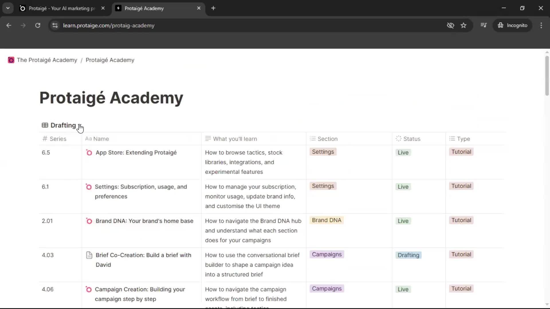Help center screenshot