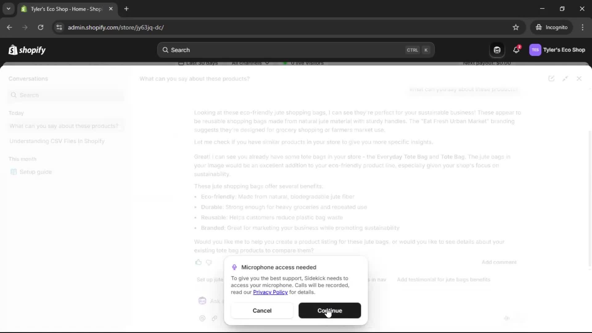 Help center screenshot