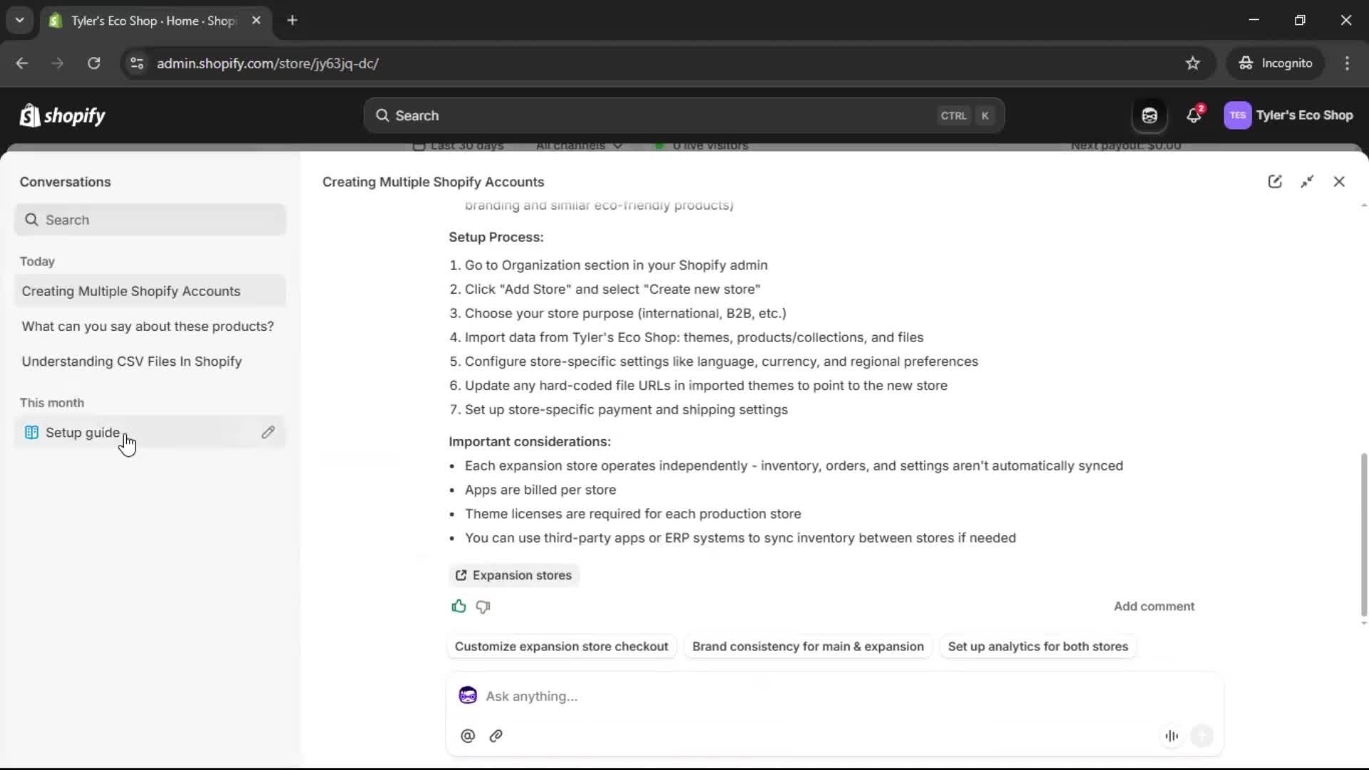 Help center screenshot