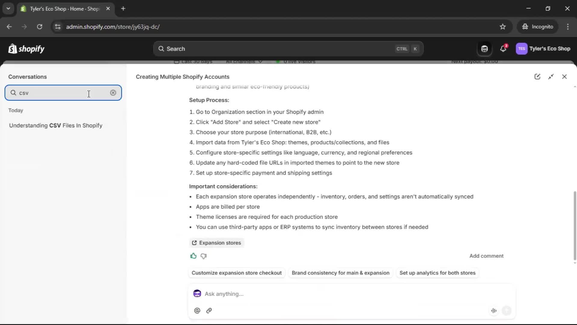 Help center screenshot