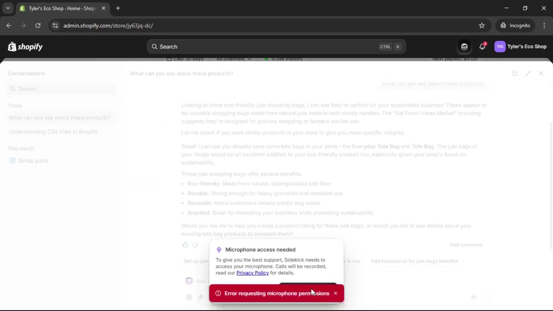 Help center screenshot