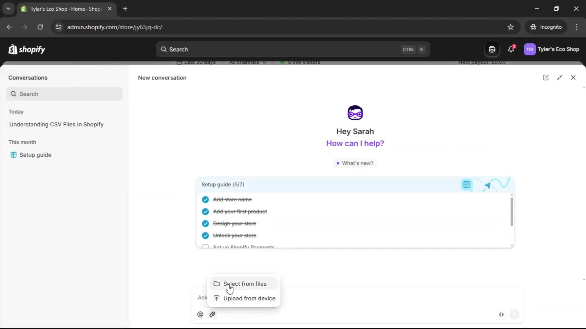 Help center screenshot