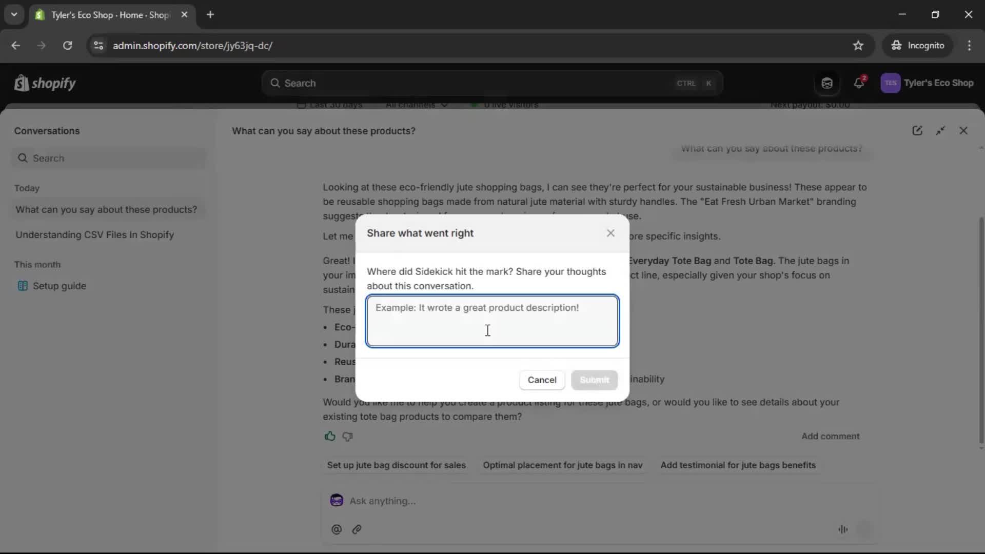 Help center screenshot