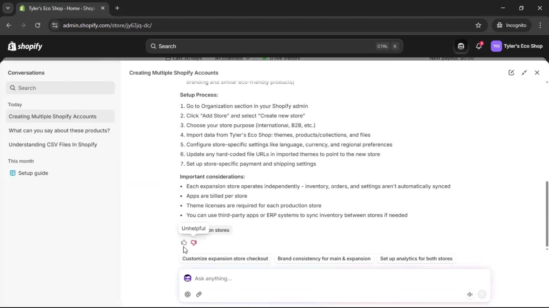 Help center screenshot