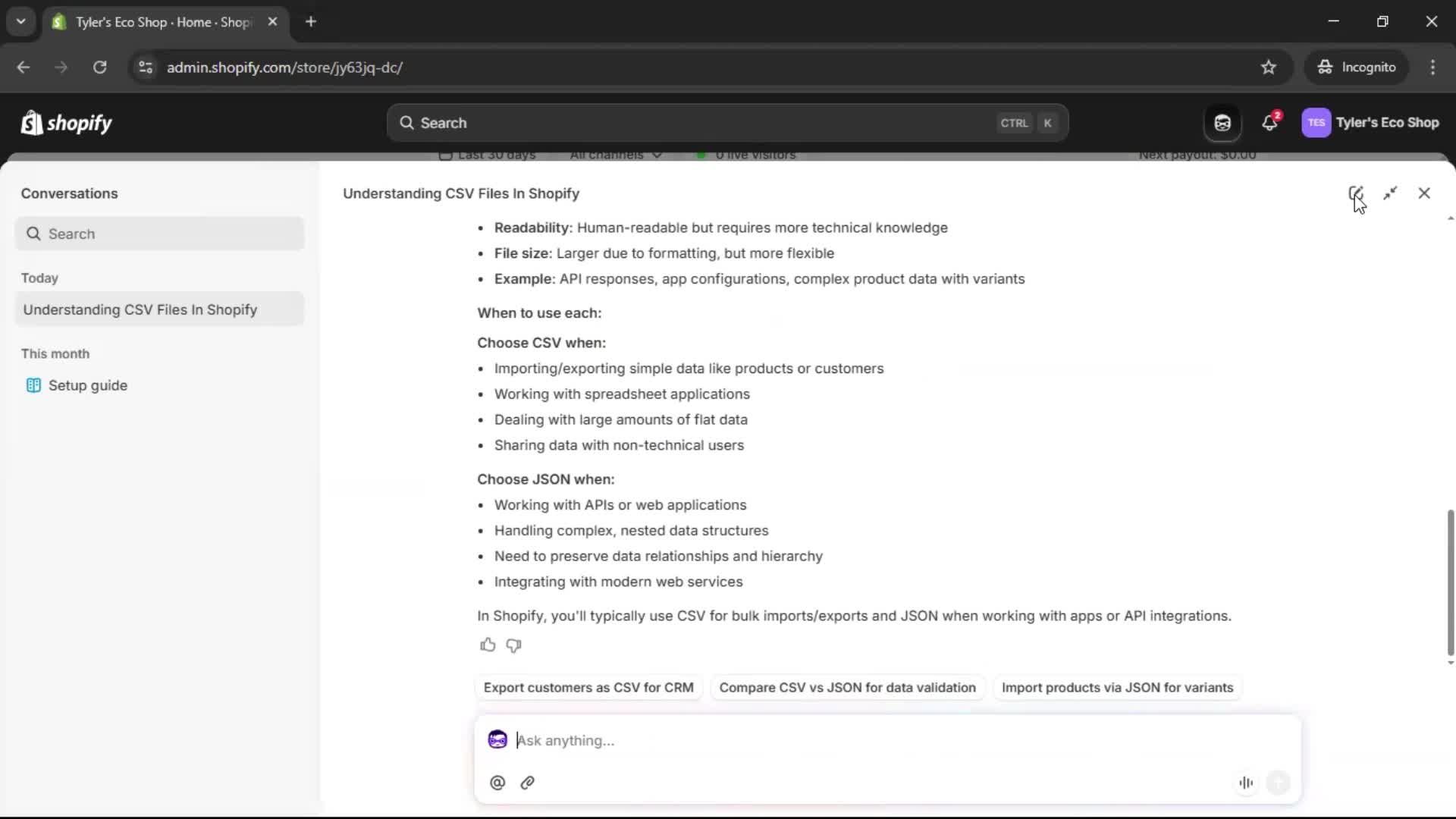 Help center screenshot