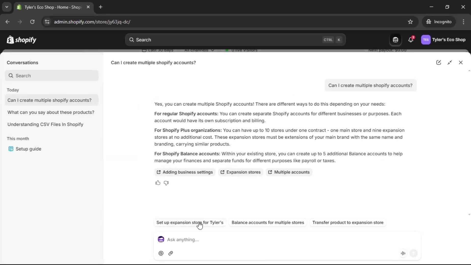 Help center screenshot