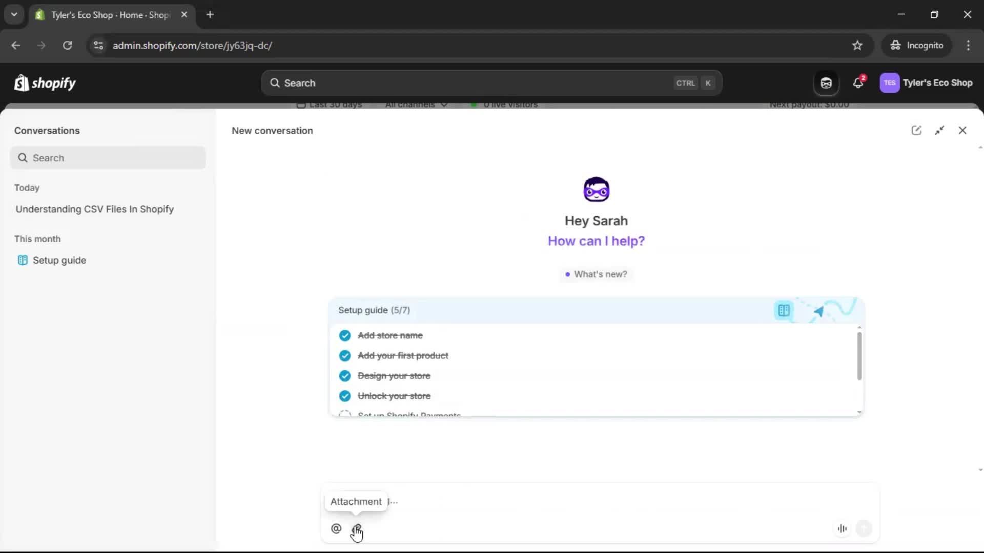 Help center screenshot