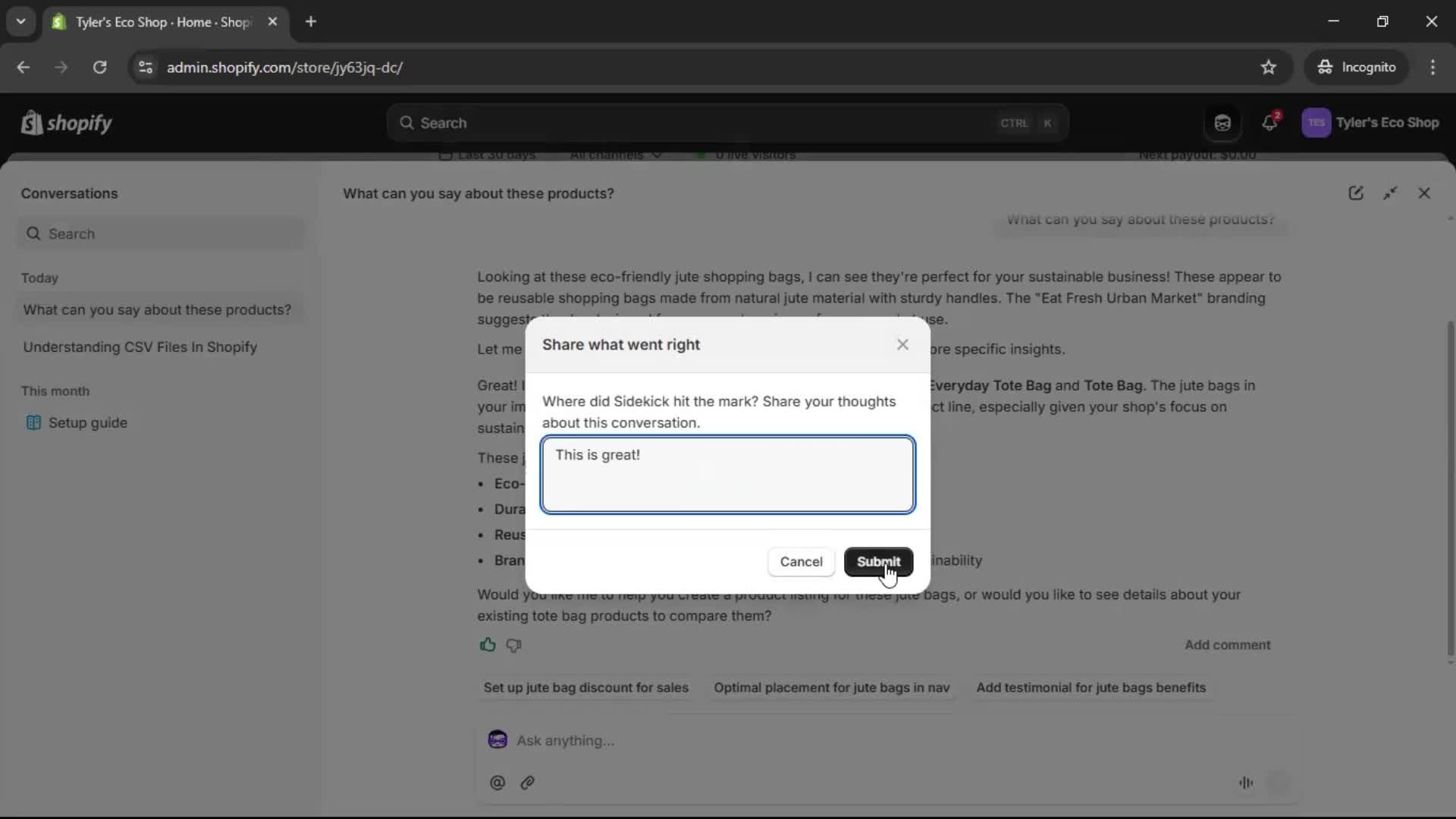Help center screenshot
