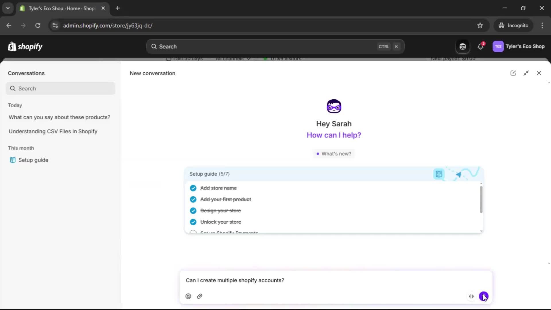 Help center screenshot