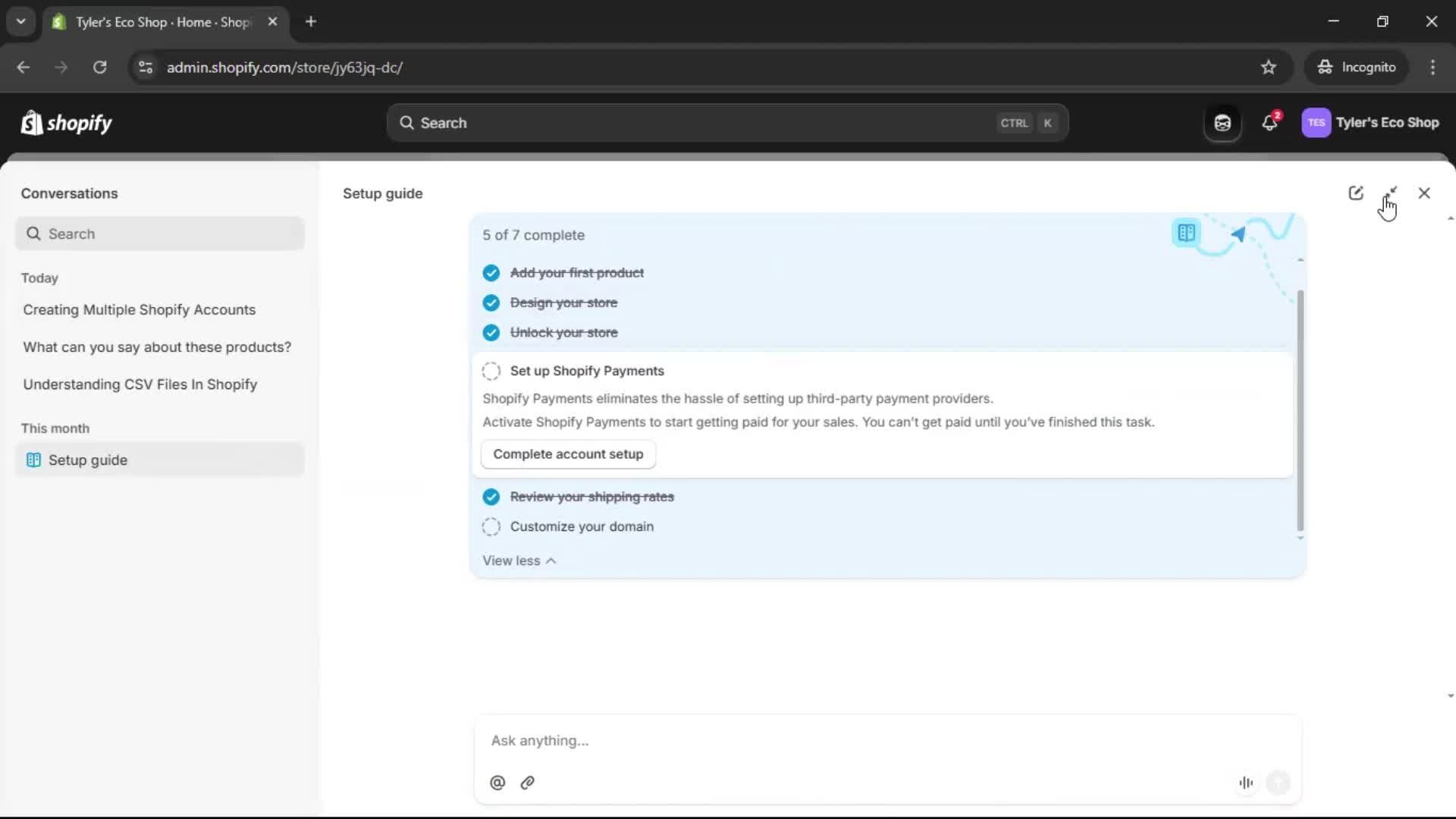 Help center screenshot