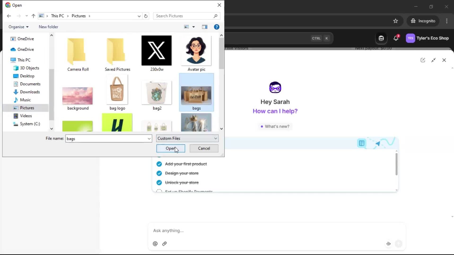 Help center screenshot