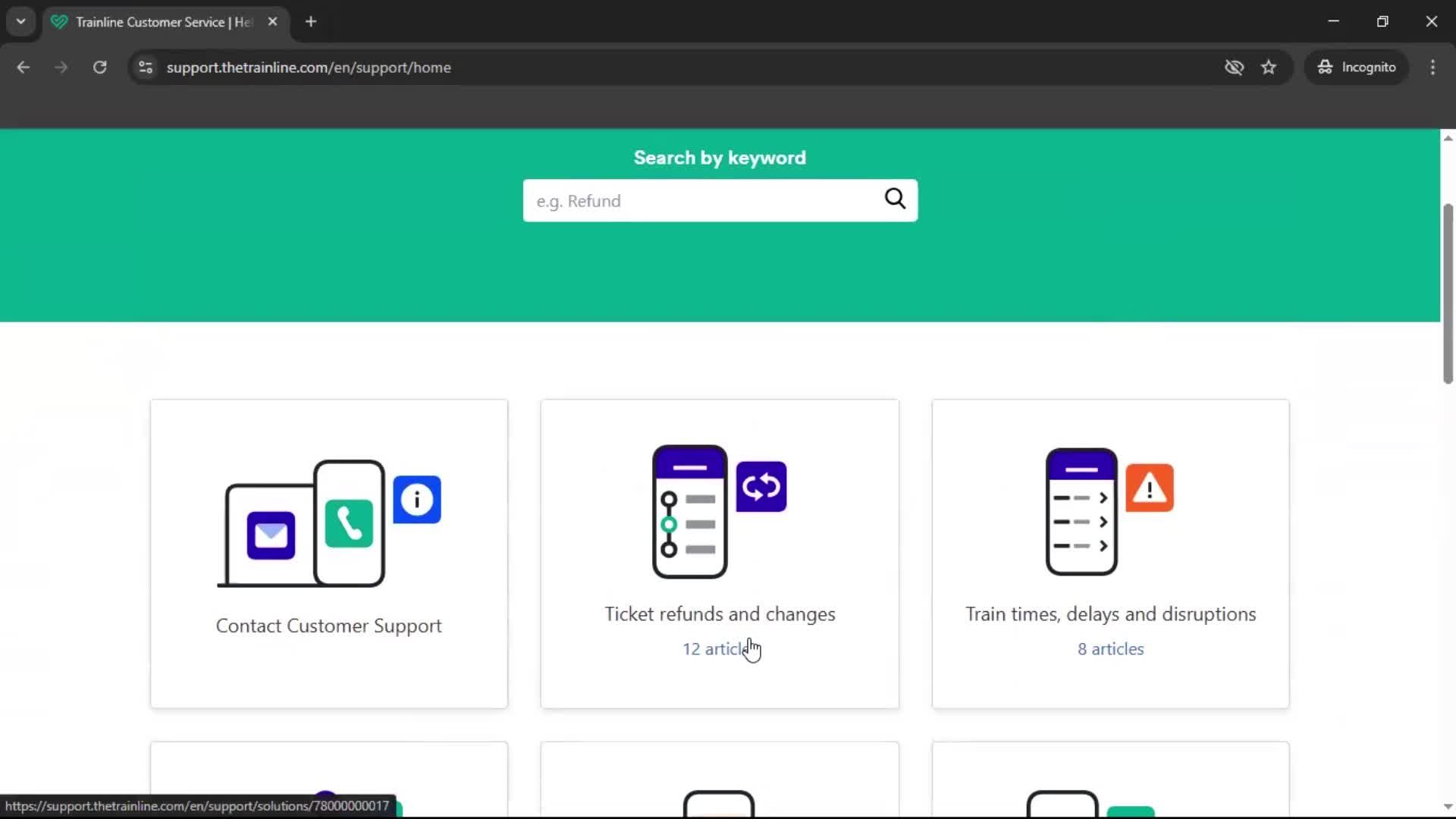 Help center screenshot