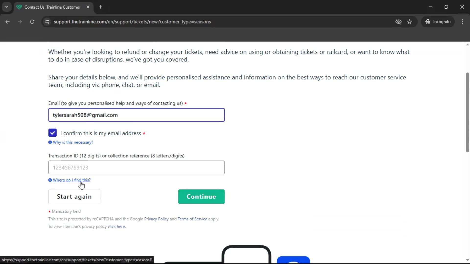 Help center screenshot