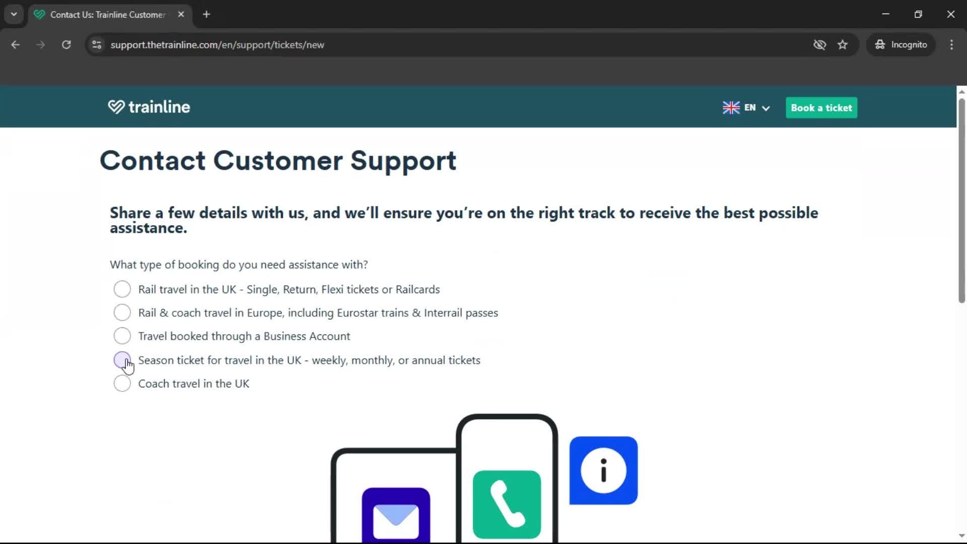 Help center screenshot