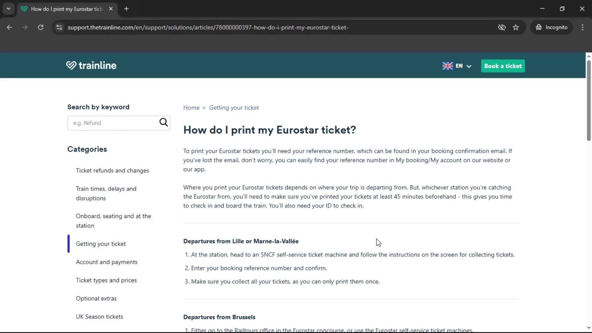 Help center screenshot