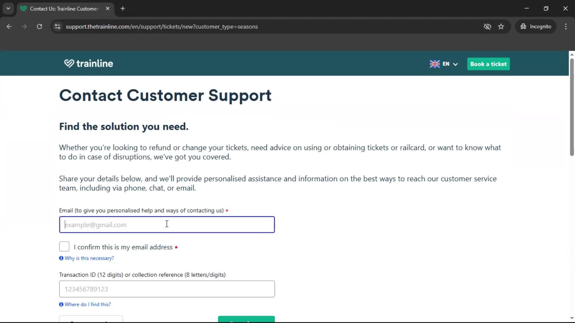 Help center screenshot