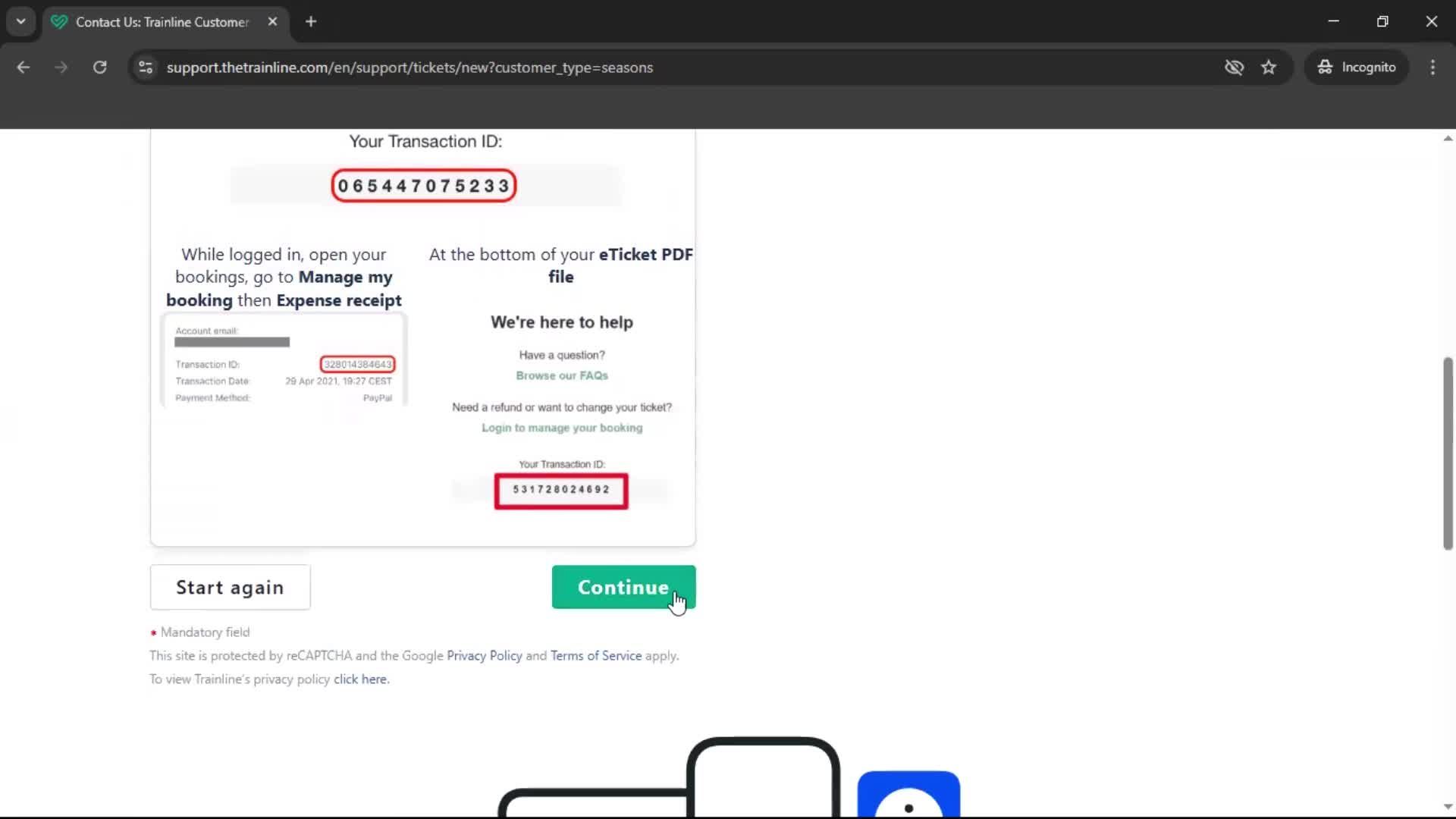 Help center screenshot