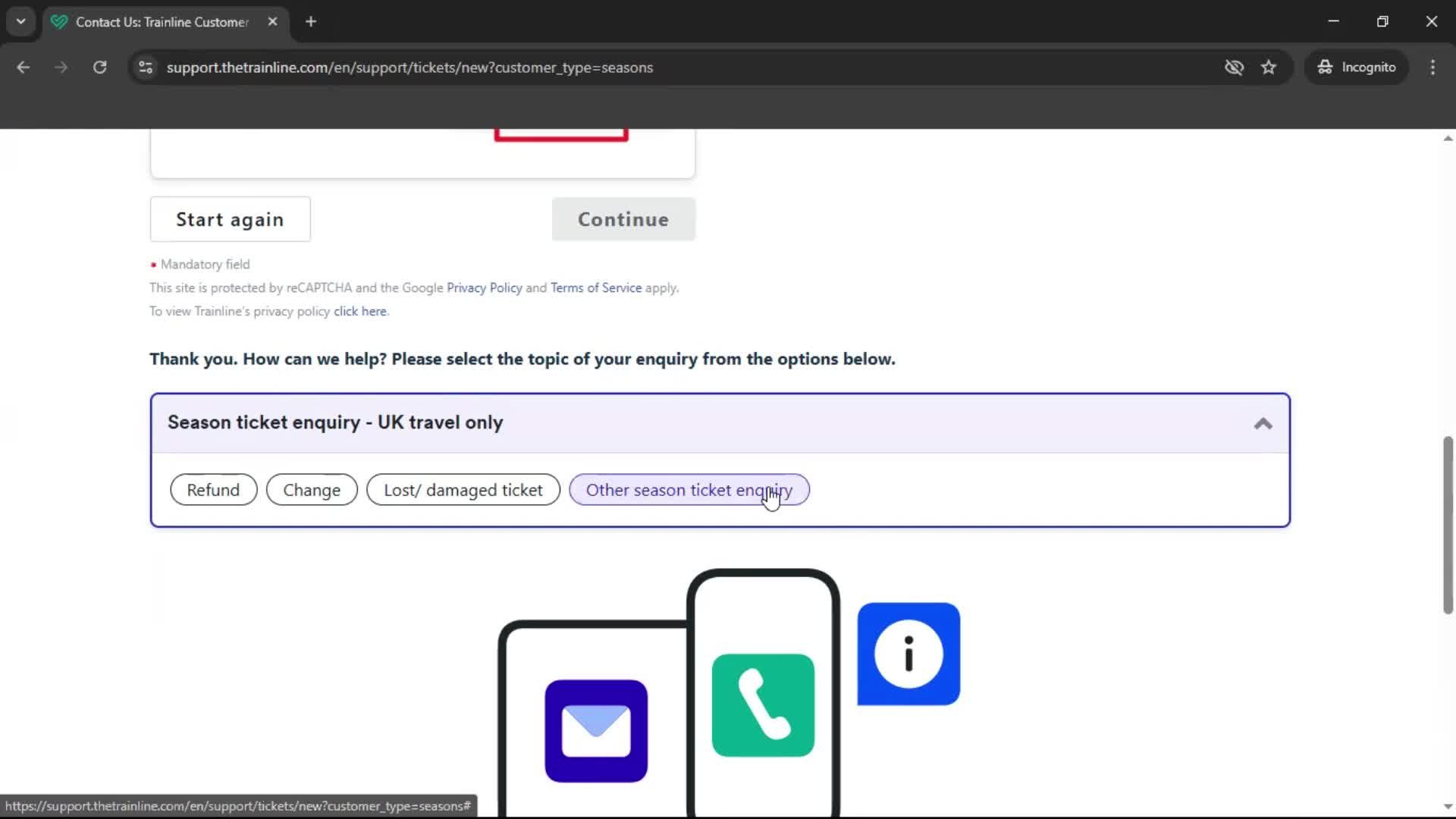 Help center screenshot