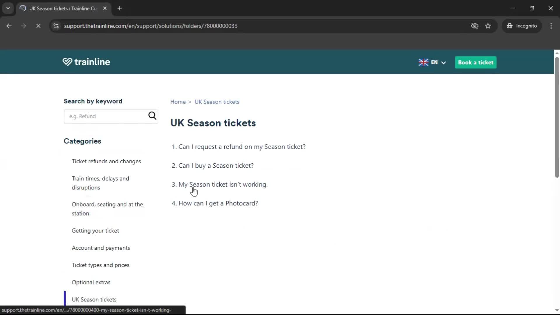 Help center screenshot