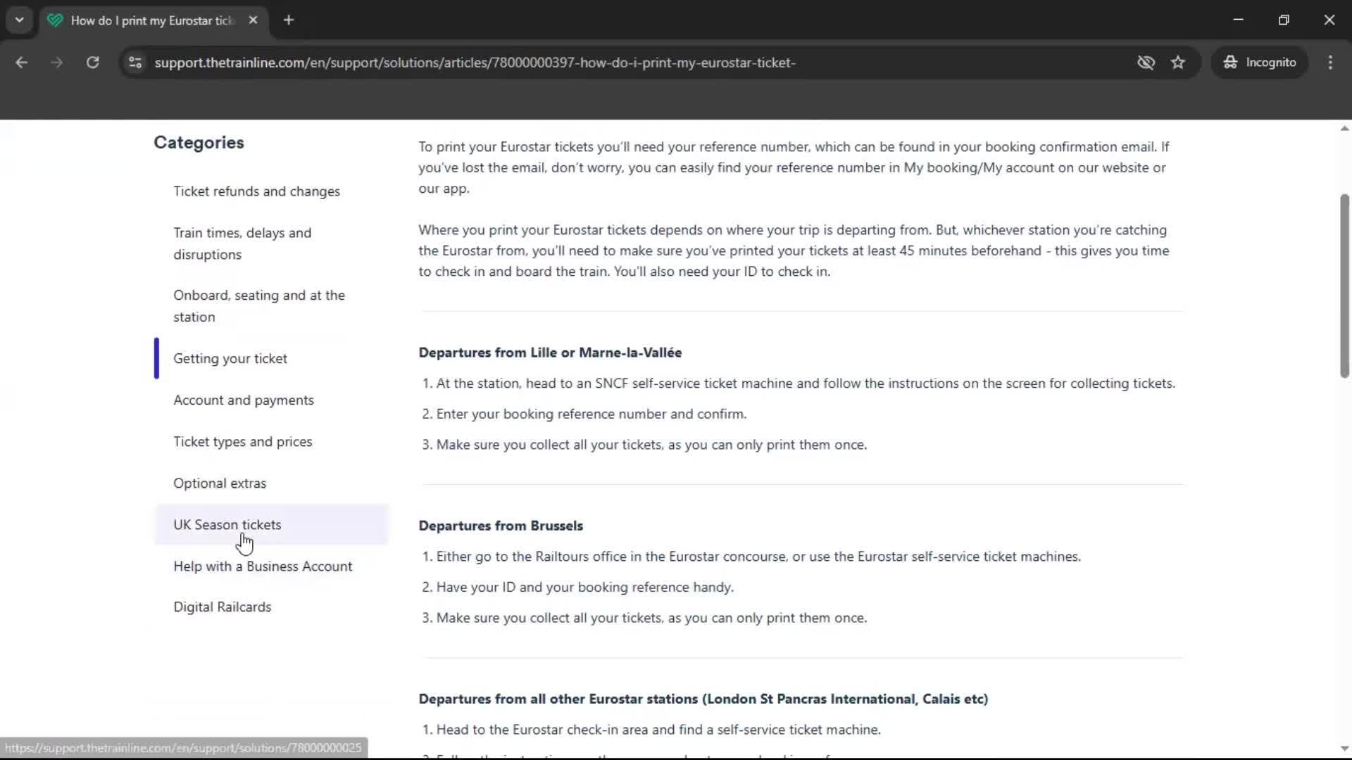 Help center screenshot