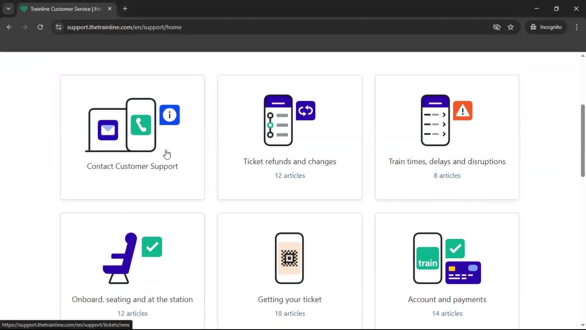 Help center screenshot