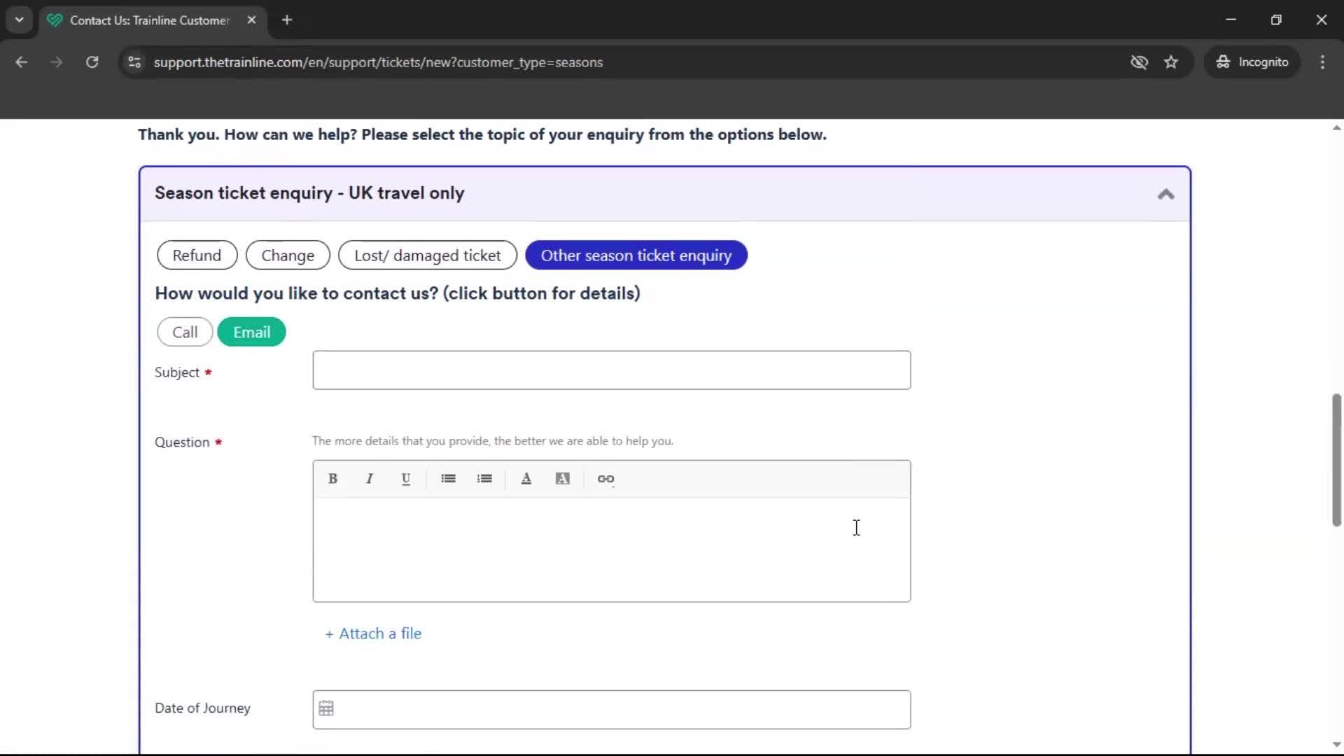 Help center screenshot