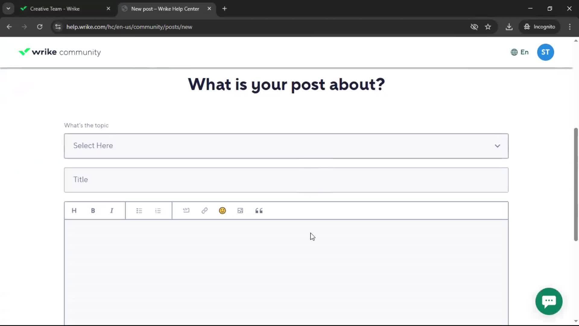 Help center screenshot