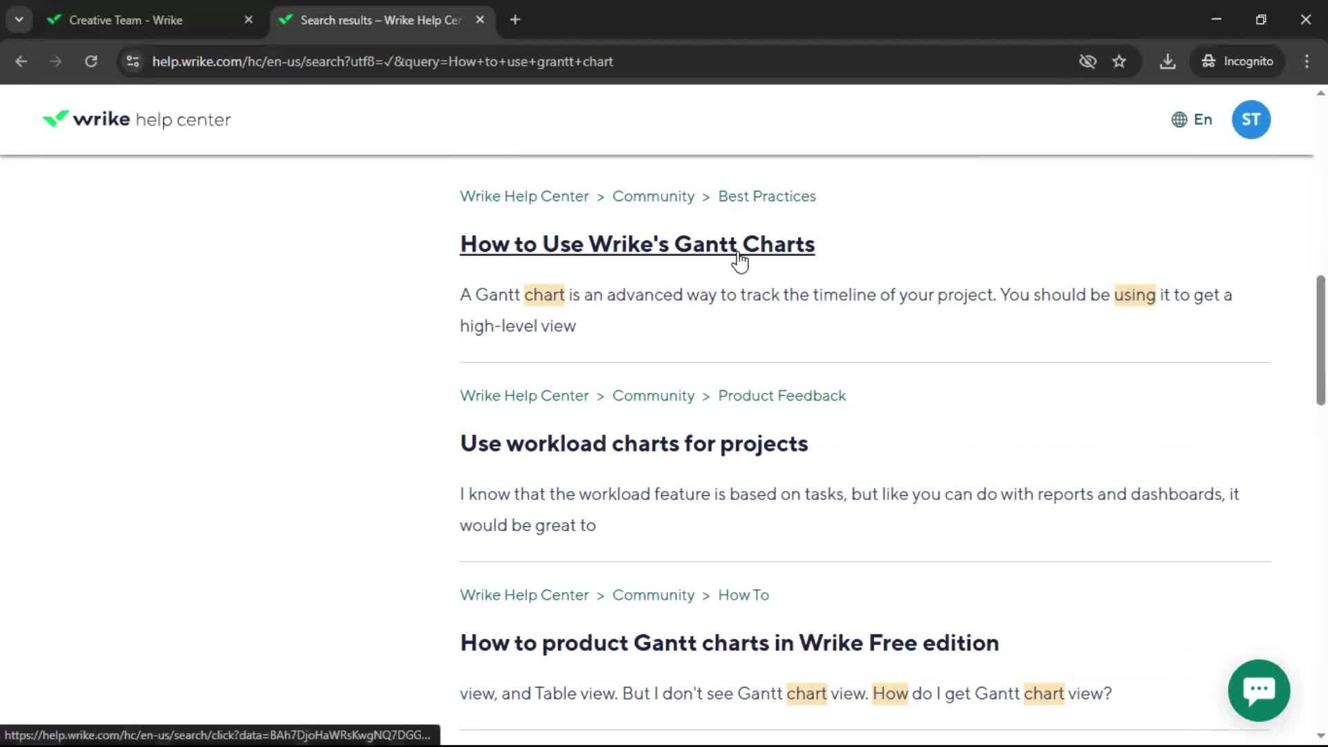 Help center screenshot