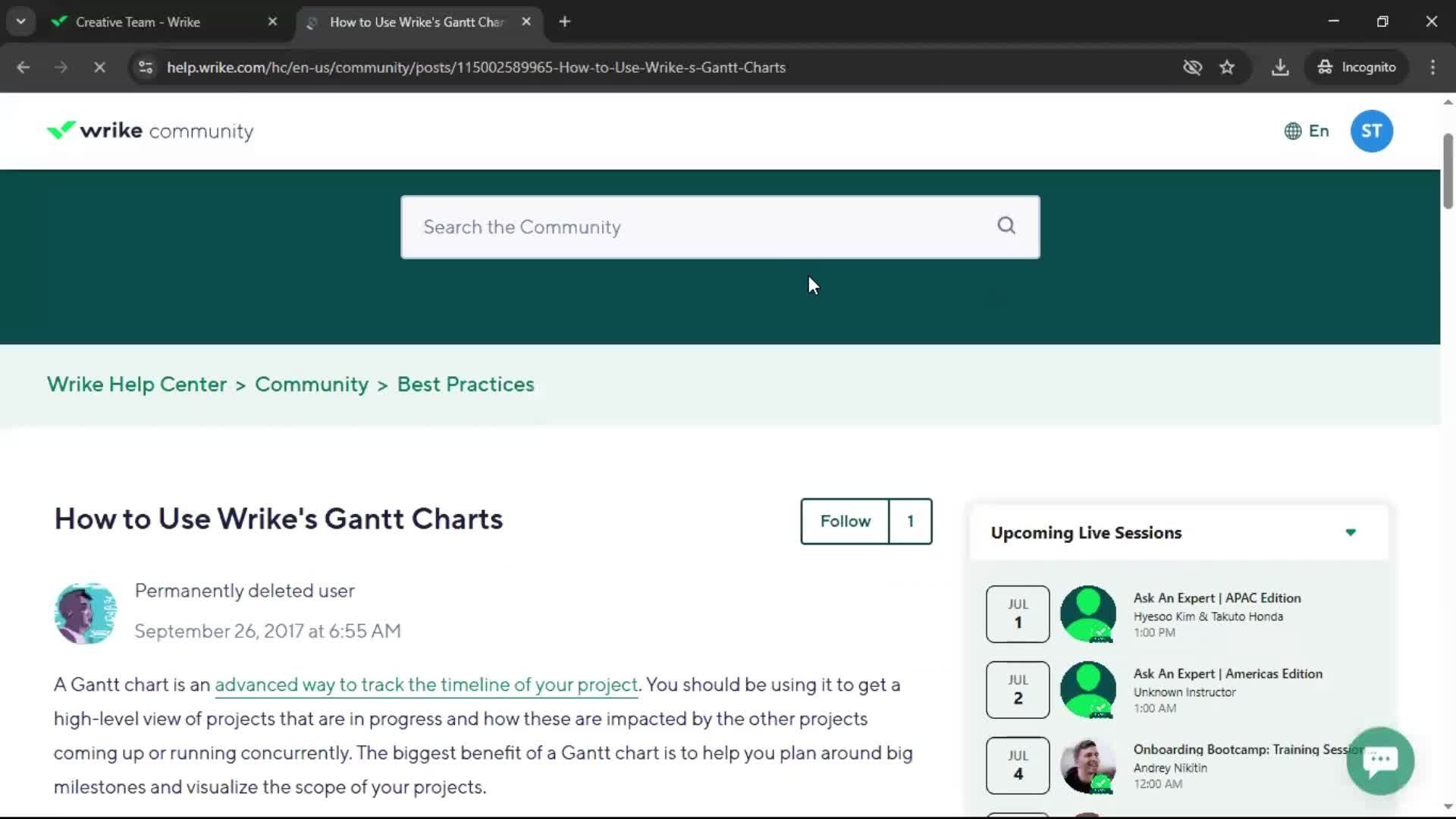 Help center screenshot