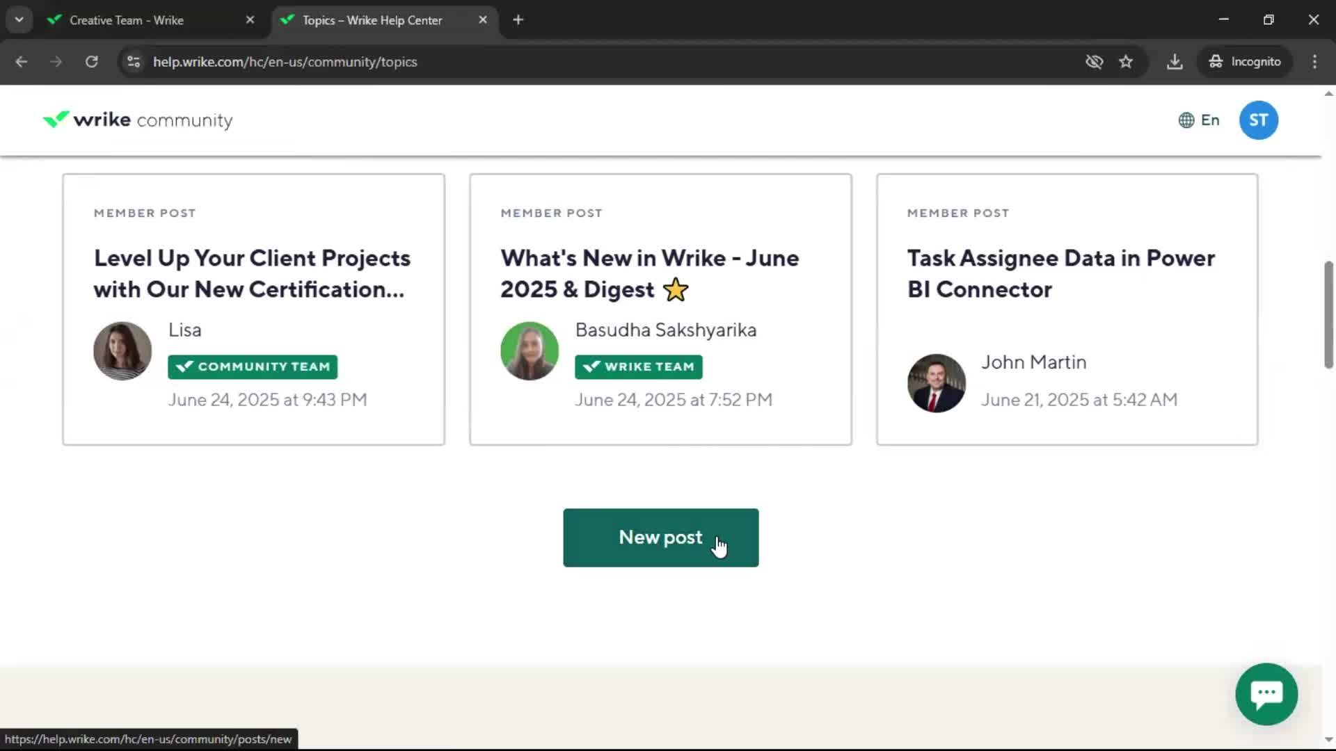 Help center screenshot