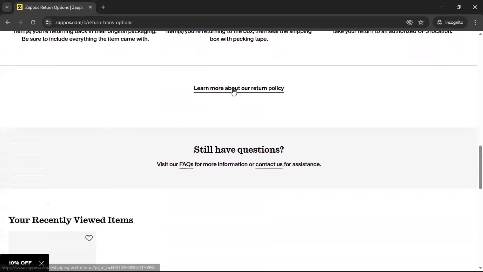 Help center screenshot