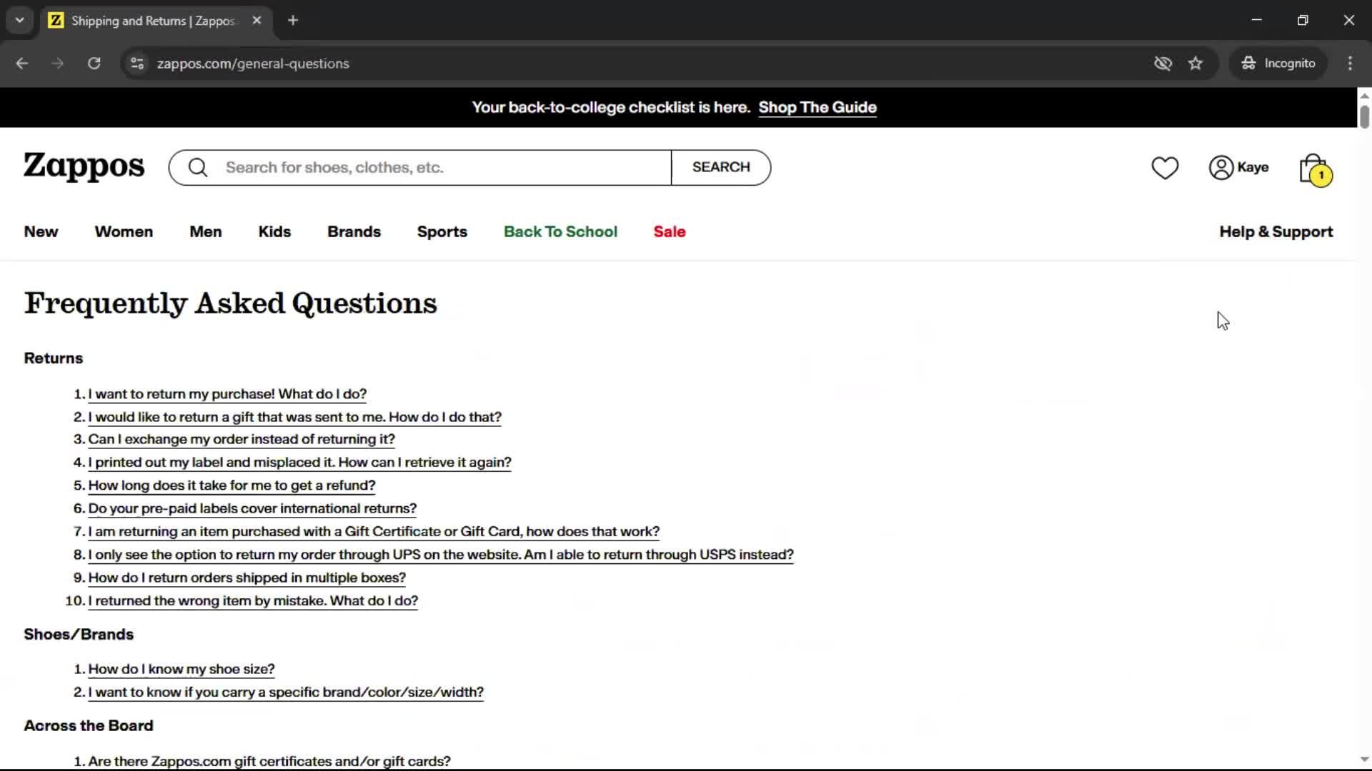 Help center screenshot